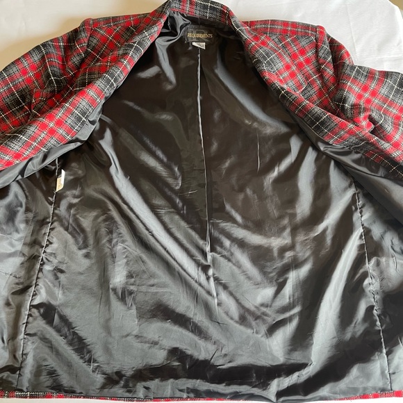 VTG Requirements Womens Blazer Red Plaid Wool Blend 1 Button Jacket Size 10 - Picture 14 of 16
